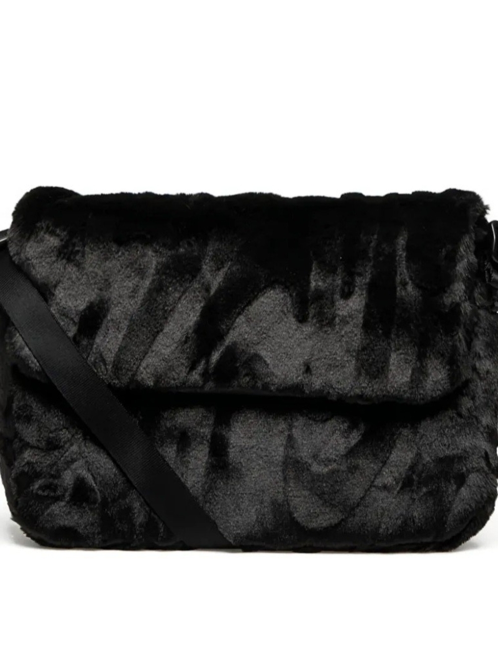 Nike Black Faux Fur Crossbody Bag with Adjustable Strap